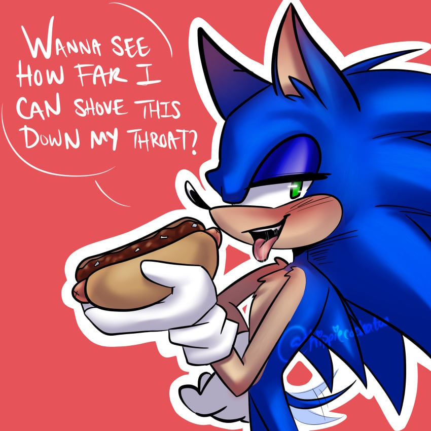 chili_dog food food_fetish food_play hippiecockatoo insinuation no_sex saliva sfw solo solo_focus solo_male sonic_(series) sonic_the_hedgehog sonic_the_hedgehog_(series) suggestive suggestive_food suggestive_look tailwag text text_bubble tongue_out