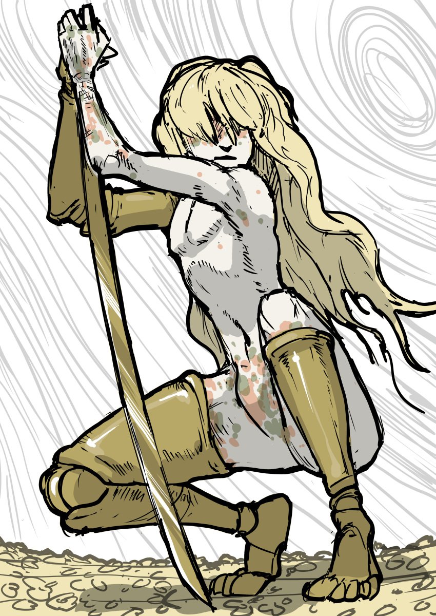 1boy blonde_hair brother_and_sister cosplay elden_ring femboy femboy_only fizoa fromsoftware kneeling malenia_blade_of_miquella malenia_blade_of_miquella_(cosplay) miquella no_genitals nude nude_male shadow_of_the_erdtree thick_thighs