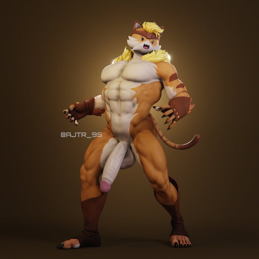 1boy 1male 3d ajtr_95 big_penis epic_games feline flaccid flaccid_penis fortnite huge_cock male_only marvel marvel_comics meowscles_(fortnite) meowtooth_(fortnite) multicolored_body muscles muscular muscular_anthro muscular_male nails navel penis solo standing tagme tail