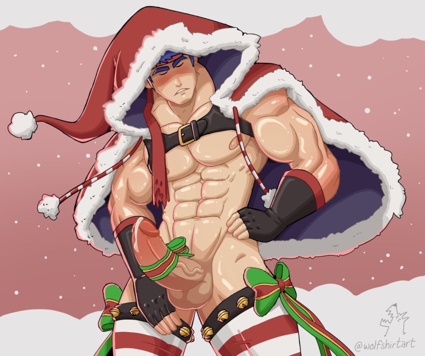 balls bara big_penis boner christmas erection fire_emblem ike_(fire_emblem) male male_only muscles muscular nintendo penis solo solo_male wolfshirtart