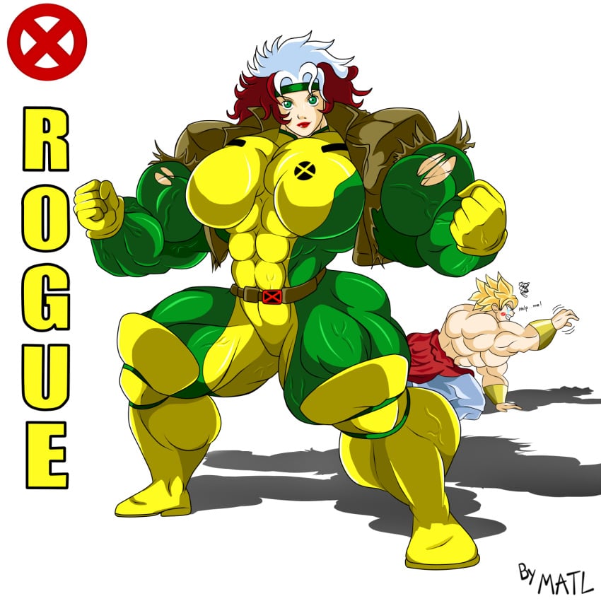 abs biceps breasts broly_(dragon_ball_z)_1993 dragon_ball_z eastern_and_western_character female marvel marvel_comics matl muscles muscular muscular_arms muscular_female muscular_legs muscular_thighs pecs rogue_(x-men) x-men x-men:_the_animated_series