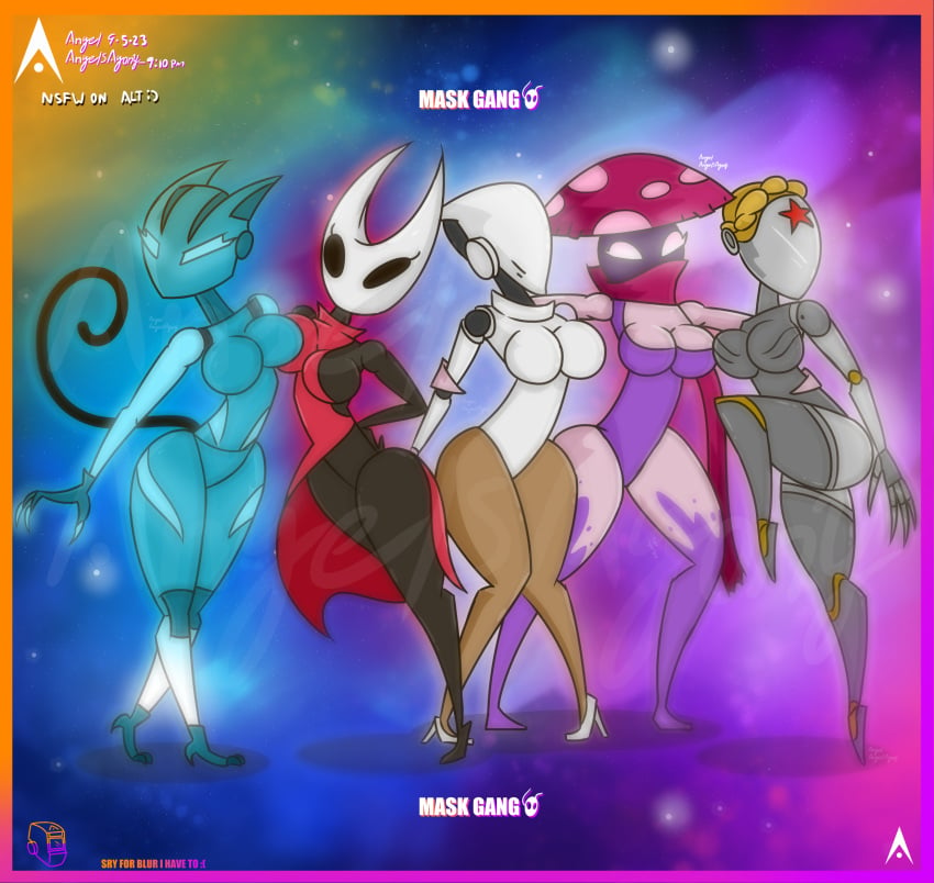 agonywelds anthro arms_behind_back arms_on_waist ass atomic_heart big_breasts breasts cat_ears cat_tail claws cosmic_background dress fortnite glow glowing_eyes haydee haydee_(game) high_heels hollow_knight hornet_(hollow_knight) lynx_(fortnite) mushroom night_cap_(pvz:bfn) plant plants_vs_zombies robot robot_girl space star the_twins_(atomic_heart) thick_ass thick_thighs thighs