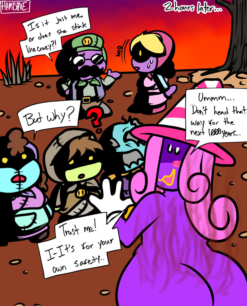 1girls 2d_(artwork) artist_signature ass ass_focus background bloated_belly breasts chubby chubby_female comic fart fart_cloud fart_fetish farts female female_focus female_only gassy gassy_female ghost_girl hamb0ne hips hips_wider_than_shoulders mario_(series) onomatopoeia paper_mario paper_mario:_the_thousand-year_door pink_hair smelly sweat sweatdrop sweating text text_box text_bubble vivian_(paper_mario)