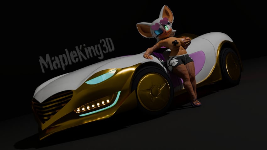 bat_wings belly_piercing blender blender3d blender_(software) blender_cycles car dutch_angle ear_piercing eyeshadow fishnets furry groping_breasts groping_self high_heels high_resolution highres looking_at_viewer mapleking3d nipple_pasties pinup_pose race_car rouge_the_bat rouge_the_bat_(nottanj) short_shorts simple_background smiling smiling_at_viewer sonic_(series) sonic_the_hedgehog_(series) sunglasses_on_head toes wings winking_at_viewer