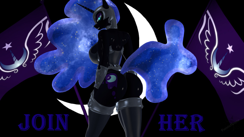 3d alicorn anthro ass blue_hair dark_persona equid equine fanatic-heretic-101 female friendship_is_magic furry hasbro long_hair mammal my_little_pony nightmare_moon_(mlp) princess_luna_(mlp) smile solo tail very_long_hair wings