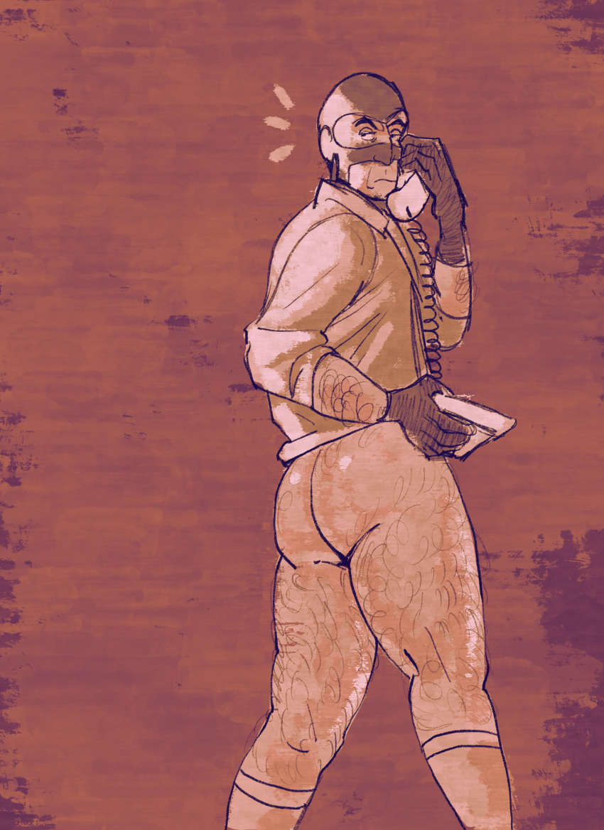 ass_focus casual_nudity gremlinshoard hairy_legs hairy_male half-dressed male_only pinup spy_(team_fortress_2) team_fortress_2 tf2