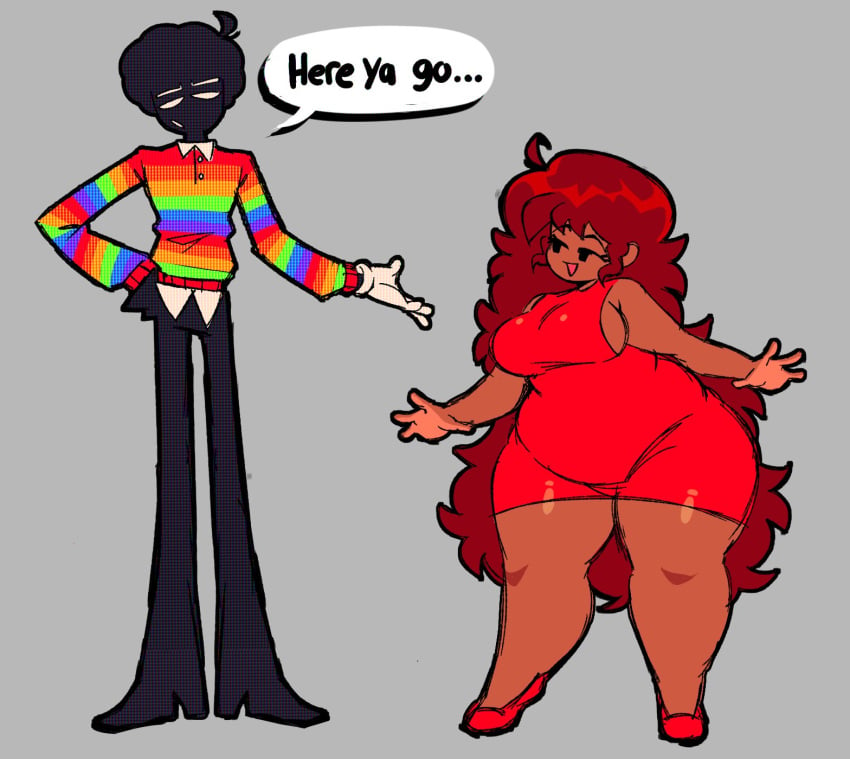 animation_sensation belly belly_button crop_top dark-skinned_female dark-skinned_male fat female friday_night_funkin girlfriend_(friday_night_funkin) newgrounds rainbow_clothing sen_(sainesation) sen_(toonsona) sen_sensational shorts