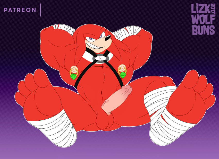 balls furry harness knuckles_the_echidna male_only muscular nipple_piercing nipples penis solo sonic_(series) sonic_boom wolfbuns