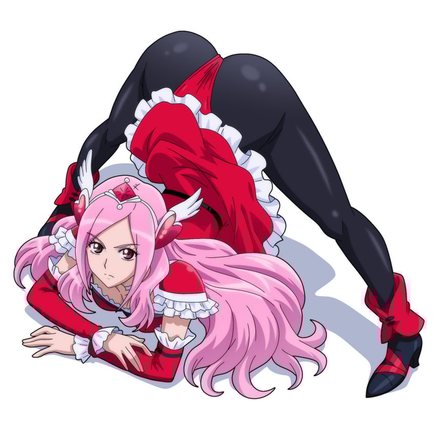 1girls ass butt cure_passion female female_only fresh_precure! fresh_pretty_cure! higashi_setsuna hitokiwa_kenchin jack-o_pose light-skinned_female light_skin magical_girl pantyhose pink_hair precure pretty_cure red_eyes setsuna_higashi solo toei_animation white_background