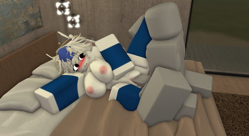 1boy1girl 3d alternate_version_available anon blue_armwear blue_thighhighs blush bunny_ears dominant_male dummy_(roblox) grey-skinned_male holding_leg large_ass large_penis laying_on_bed laying_on_side medium_breasts naked nyxwastaken pleasure_face roblox robloxian self_upload submissive_female vaginal_penetration valkyrie_helm white-skinned_female