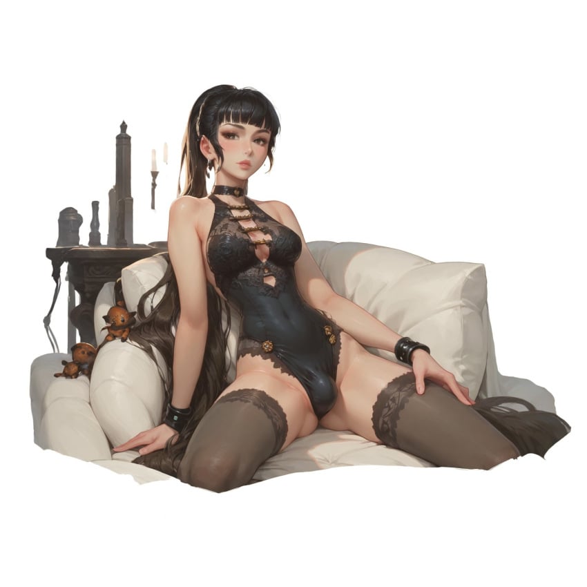 ai_generated blindparty eve_(stellar_blade) futanari lingerie solo stellar_blade