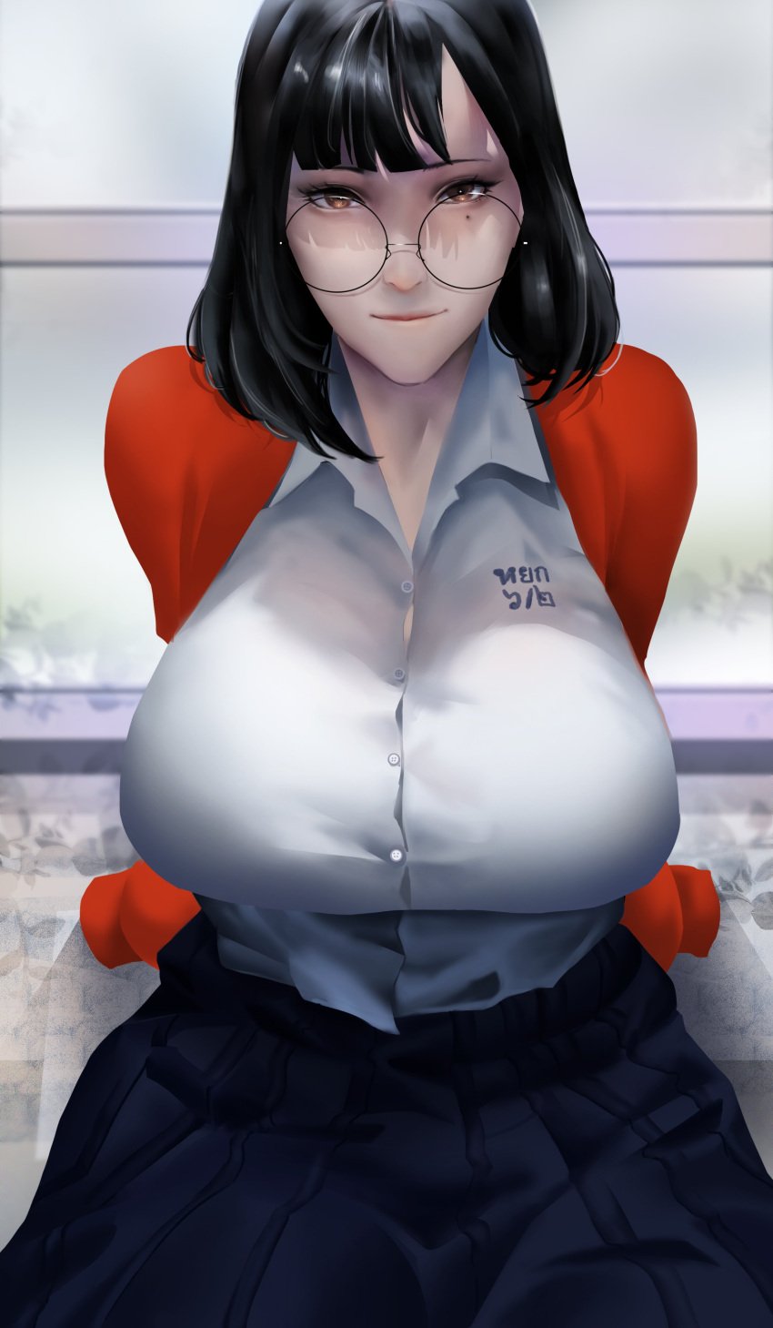 1female 2d big_breasts breasts female glasses huge_boobs huge_breasts jade_(kulfodo) kulfodo looking_at_viewer