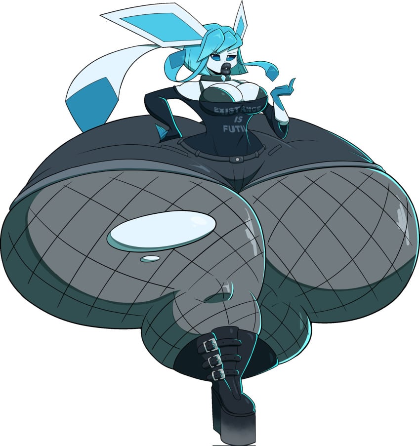 big_ass big_breasts breasts bubble_butt cinderdraws eeveelution glaceon huge_ass huge_breasts hyper_ass pokemon pokemon_(species) thick_thighs wide_hips