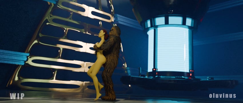 3d barriss_offee clone_wars interspecies jedi mirialan self_upload sex_from_behind standing_on_one_leg standing_sex star_wars wookiee