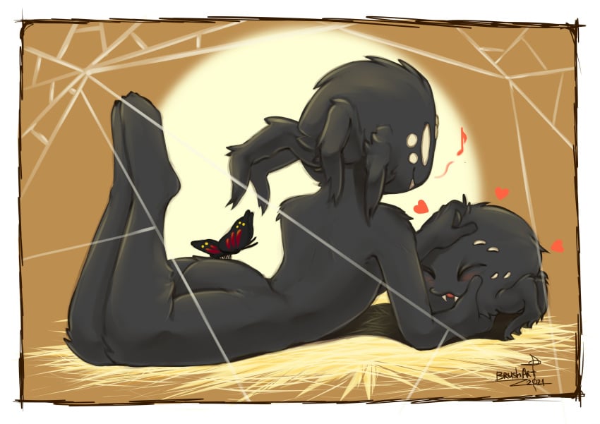 1boys 2021 ass black_body black_fur brushart butterfly cute don&#039;t_starve don&#039;t_starve_together dont_starve dont_starve_together fang fur heart klei_entertainment smile spider tagme web webber white_eyes