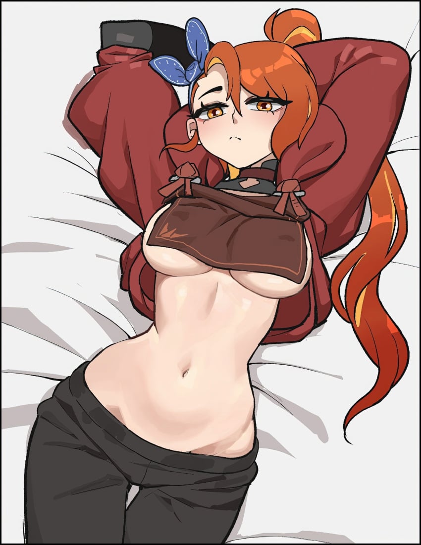 1girls female hyyun june_(hyyun) orange_hair underboob