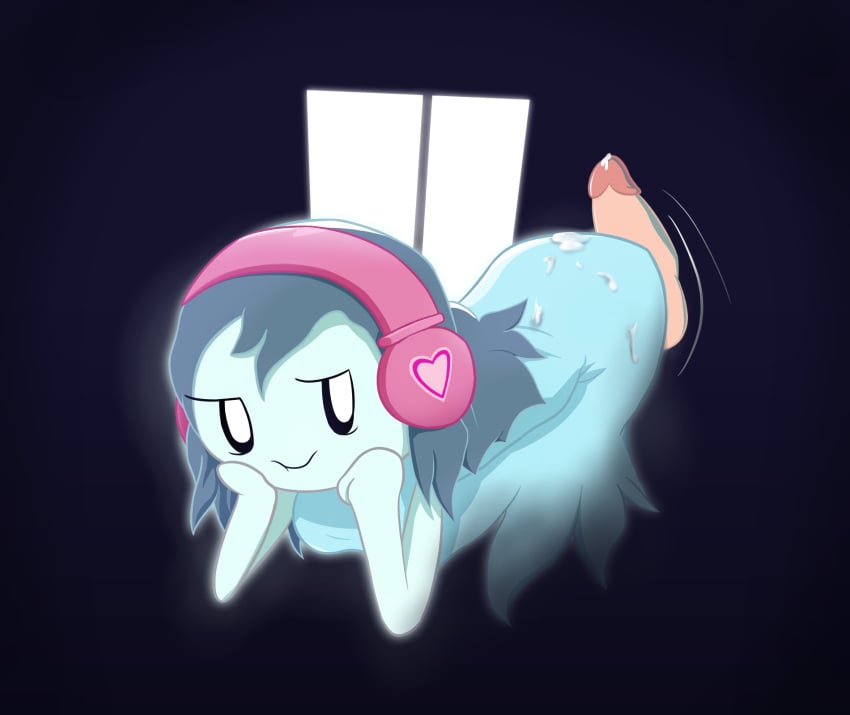 blue_hair blue_skin buttjob cum ghost krackdown9 penis pink_dress pink_headphones smiling spirit spooky's_house_of_jump_scares spooky's_jump_scare_mansion spooky_(shojs)