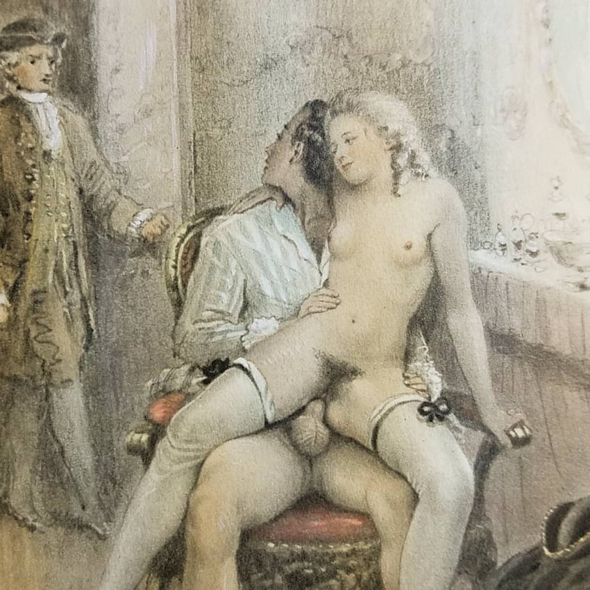 1girls 2boys art balls breasts caught_in_the_act chair clothed_male_nude_female clothed_male_nude_male cuckold detailed female_on_top femdom fine_art human human_only indoors original painting paul_emile_becat penis print pubic_hair public_domain pussy reverse_cowgirl_position small_breasts stockings straight_hair testicles vaginal_penetration vintage walk-in white_legwear