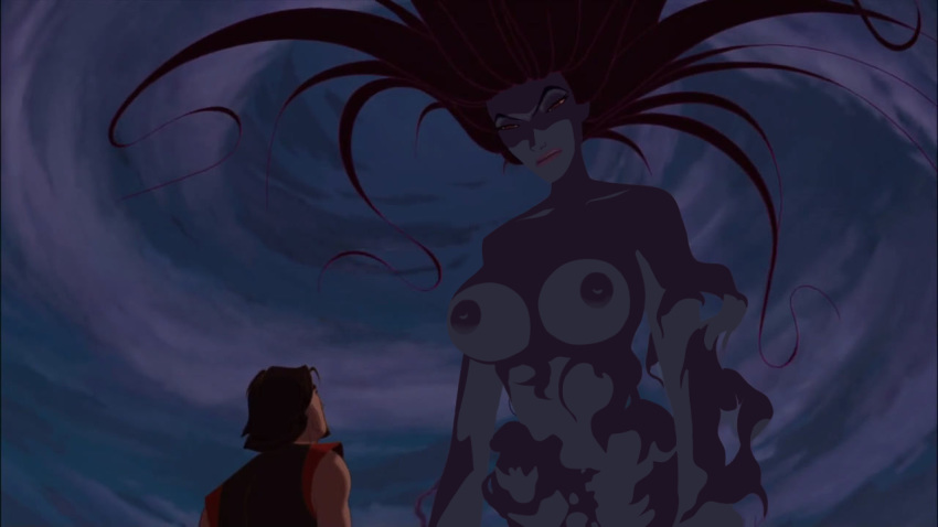 big_breasts breasts clothed clouds dark_image dreamworks edit eris_(sinbad) female gan_(artist) goddess lipstick long_hair male nipples screenshot screenshot_edit sinbad sinbad:_legend_of_the_seven_seas sky topless