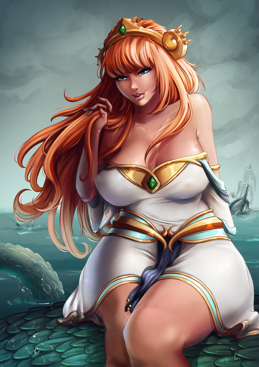 1girls 2018 aged_up artist_name ass background big_ass big_breasts big_thighs blue_eyes boat breasts cleavage clothed clothes clothing clouds cloudy_sky curvaceous cute cute_fang dress eyelashes eyes female female_only gold greek_mythology hair hair_ornament hi_res highres holding holding_hair large_ass large_breasts large_thighs long_hair looking_at_viewer luminyu monster monster_girl nails navel nipple_bulge no_bra nose ocean open_mouth orange_hair pale-skinned_female pale_skin patreon pinup plump pokies red_hair scylla_(smite) sea serpent shipwreck sky smite solo solo_focus teeth thick_thighs thighs tumblr voluptuous wide_hips