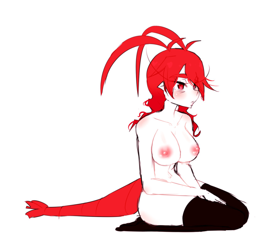 female funamusea large_breasts lobco lobster naked solo stockings tail wadanohara_and_the_great_blue_sea