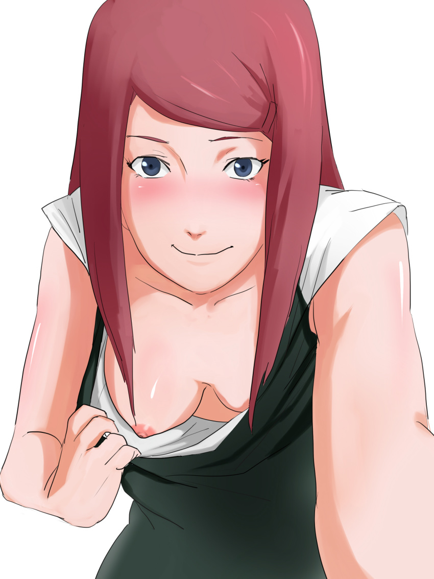 areolae blush breasts breasts_out female highres milf naruto nipples red_hair small_breasts solo tagme uzumaki_kushina zeros