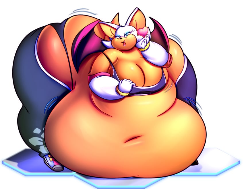 1girls anthro ass bat bat_wings belly bending_forward bending_over blue_eyes blue_eyeshadow breasts cleavage fat female female_focus female_only furry gloves heart hips hyper hyper_ass large_ass large_breasts mobian_(species) nobody-64 obese obese_female overweight overweight_female panties rouge_the_bat sega sonic_(series) sonic_riders sonic_the_hedgehog_(series) stomach thick_thighs thighs underwear weight_gain wide_hips
