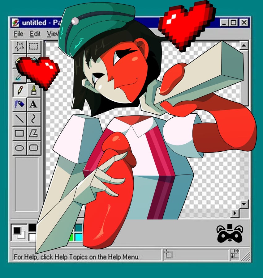 black_hair dream_bbq ena ena_(dream_bbq) ena_(series) female female_focus female_only mr_mapache multiple_penises penis polygonal red_skin short_hair white_hair