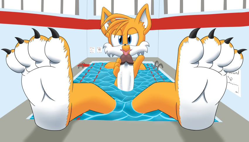 amy_rose anthro blue_eyes canine cock_vore erection foot_focus fox foxkai fur macro male male_pred mammal micro penis sonic_(series) tails vore yellow_fur