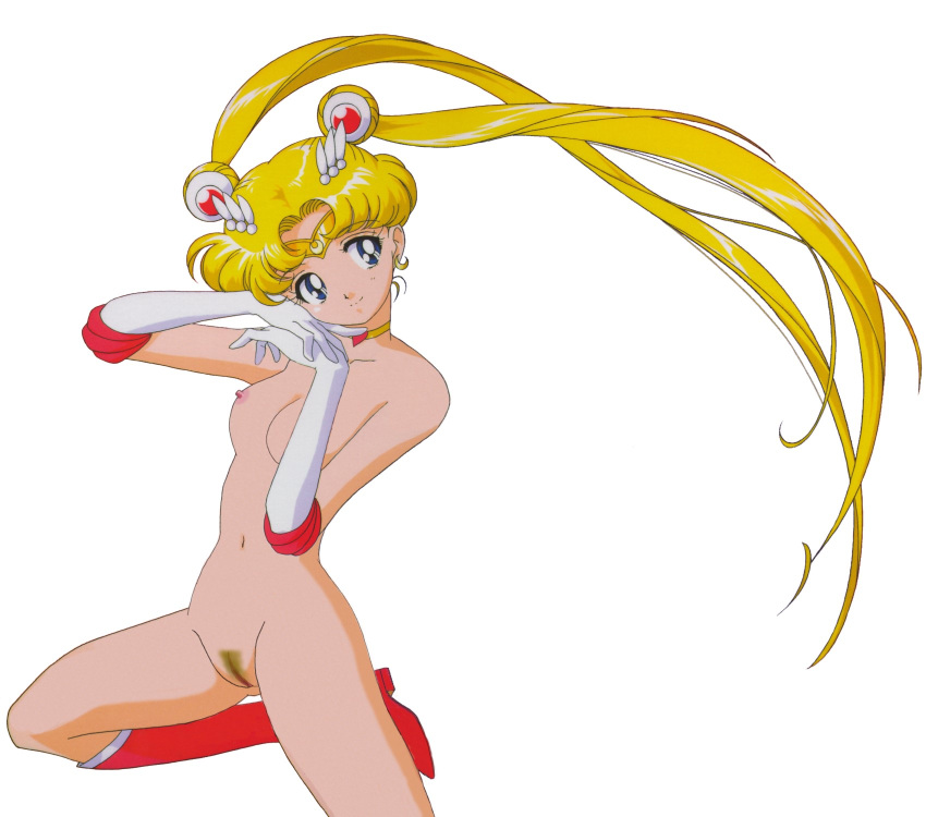 1girls 90s accurate_art_style bishoujo_senshi_sailor_moon blonde_hair blue_eyes boots breasts choker circlet edit elbow_gloves female female_only gloves itou_ikuko knee_boots naked nipples nude_filter official_art pubic_hair pussy sailor_moon small_breasts solo super_sailor_moon tagme twintails usagi_tsukino white_background