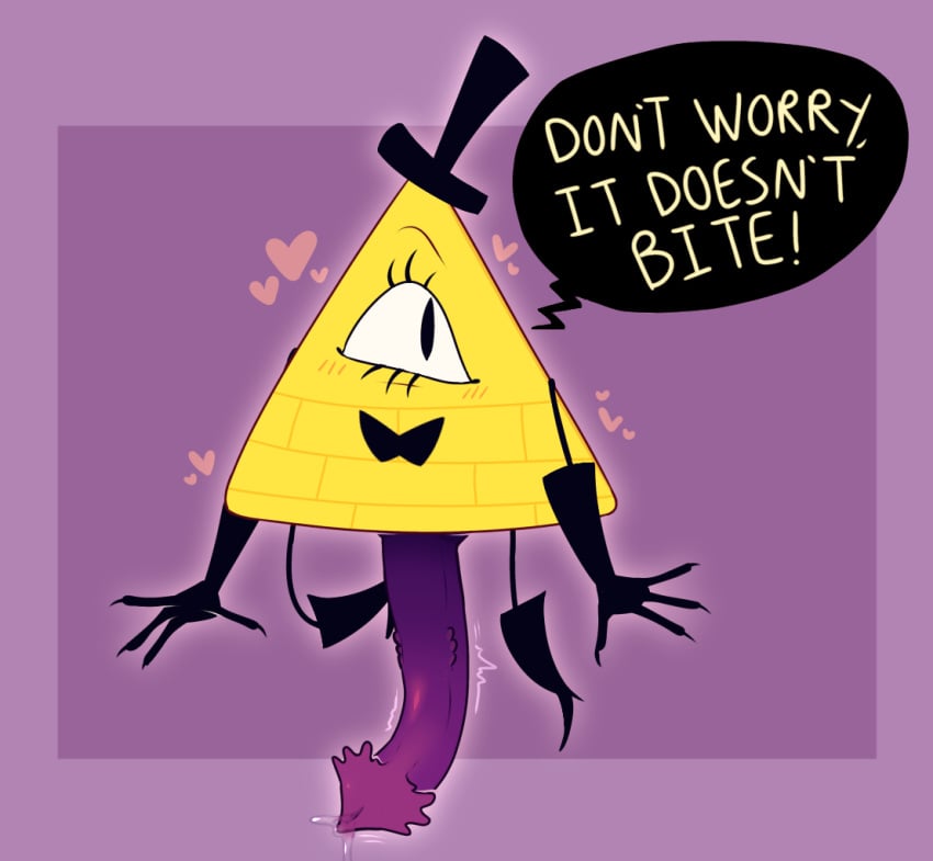 2024 bill_cipher cl0ckability digital_drawing_(artwork) digital_media_(artwork) gravity_falls heart long_penis male male_only non-human non-human_only non-human_penis one_eye penis precum precum_drip purple_penis pyramid solo text toony unusual_penis