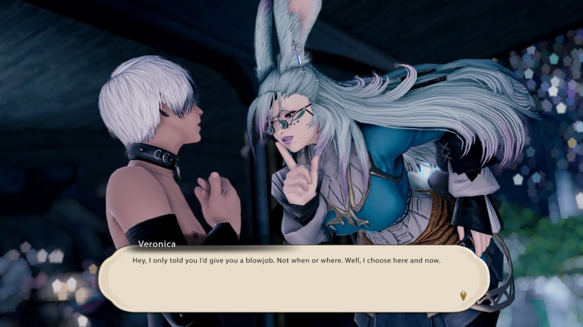 1femboy 1girls 3d au_ra aura blowjob bunny_ears choker cum domme english_text female femboy femdom final_fantasy_xiv glasses hi_res male/female orgasm penis pity_sex prejac_training small_penis tiny_penis viera