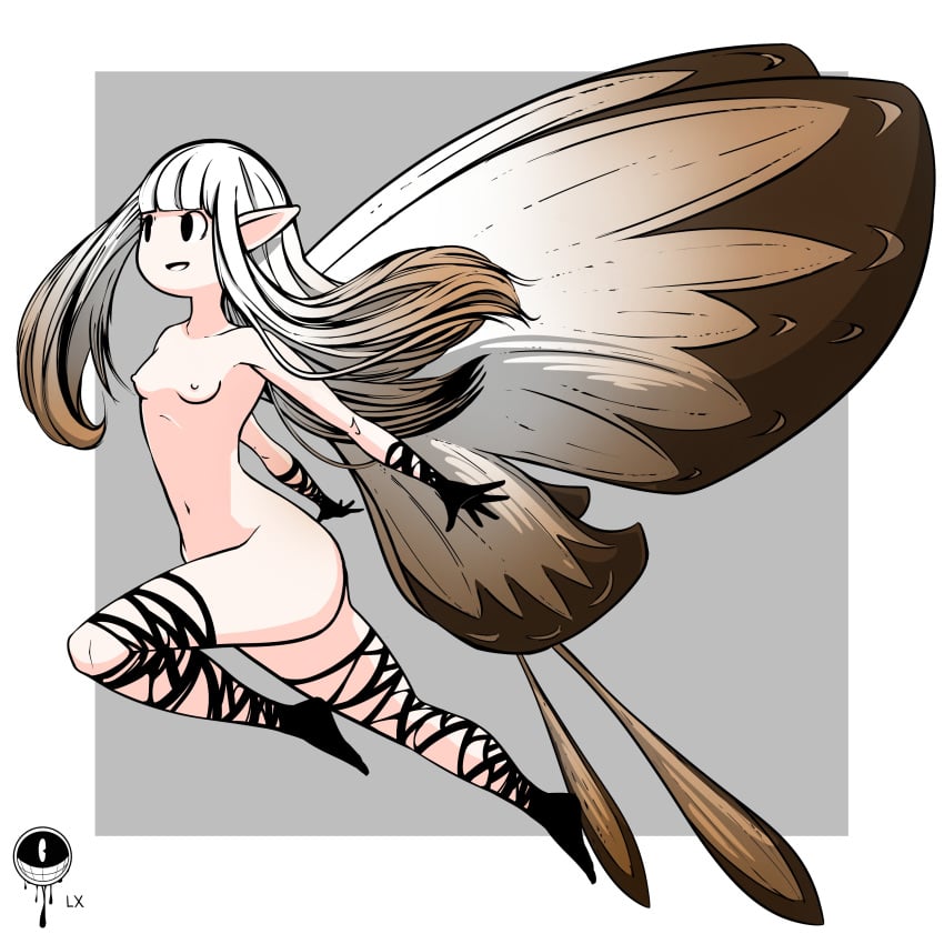 1female 1girls airy areola areolae belly_button black_eyes bravely_default bravely_default:_flying_fairy bravely_default_(series) breasts butterfly_wings elf fairy female female_focus female_only flying girly gloves long_hair lx_art multicolored_hair naked naked_female nipples nonsexual_nudity nude nude_female pointed_ears smile solo solo_female solo_focus square_enix thighs white_hair wings