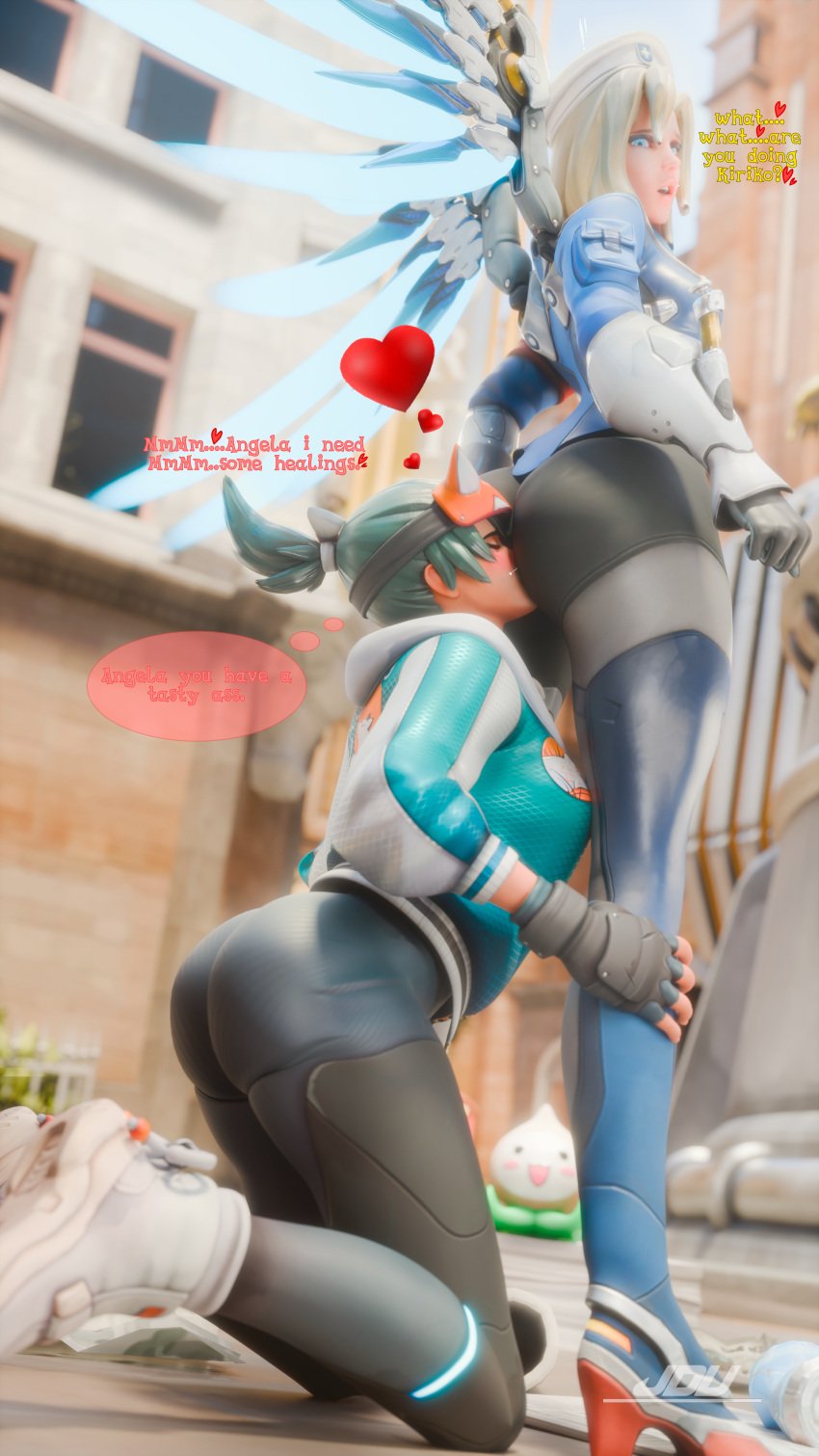 3d ass_on_face ass_worship bubble_butt jdv kiriko_(overwatch) mercy yuri