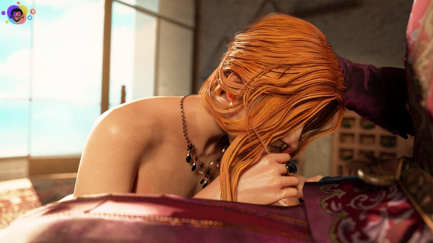 1boy 1girls 3d alternate_hairstyle anna_henrietta astex blowjob fellatio female hair_down hand_on_head handjob jaskier_(the_witcher) kneeling male nude nude_female_clothed_male oral royalty the_witcher_(series)