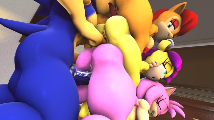 amy_rose anthro_on_anthro anthro_penetrating_anthro ass asses big_ass bluewyvern female_on_female fffm_foursome fingering_pussy foursome harem licking_pussy mina_mongoose naked naked_female sally_acorn sonic_(series) sonic_the_hedgehog sonic_the_hedgehog_(series) vagina vaginal_penetration