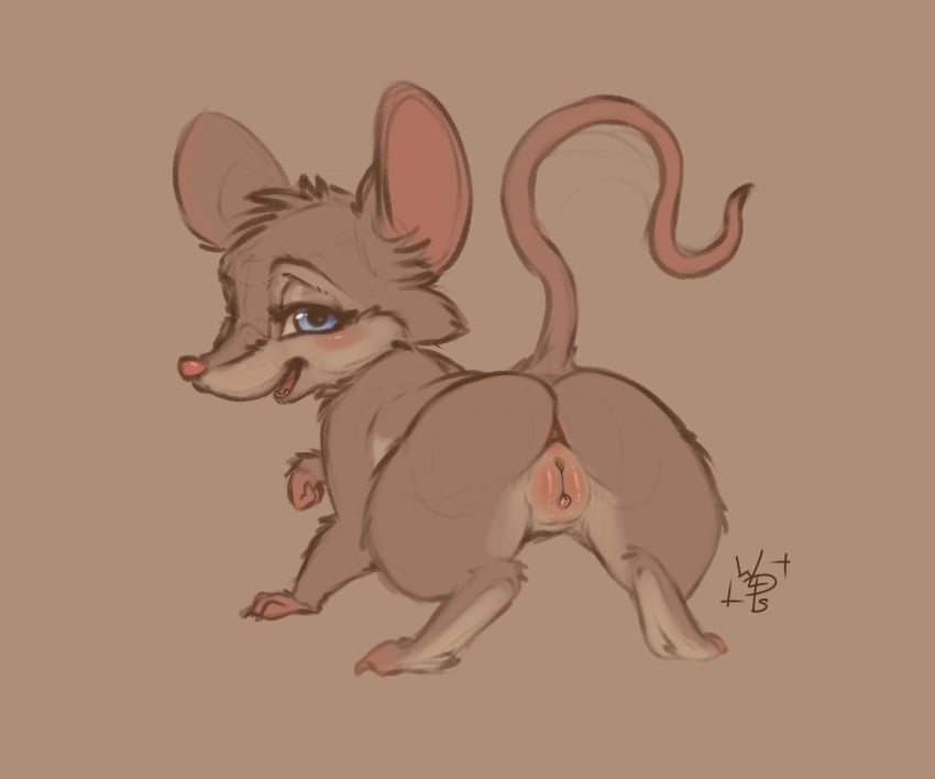 anthro anus ass big_ears don_bluth female genitals hi_res mammal mouse mrs._brisby murid murine nude pussy rodent smile solo tail the_secret_of_nimh wolps