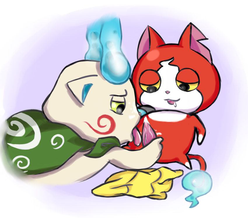 cum digital_media_(artwork) feline fellatio haramaki jibanyan koma-san komasan level-5 male mammal oral penis sex tapering_penis video_games yaoi yo-kai yo-kai_watch youkai youkai_watch yōkai zadrlover