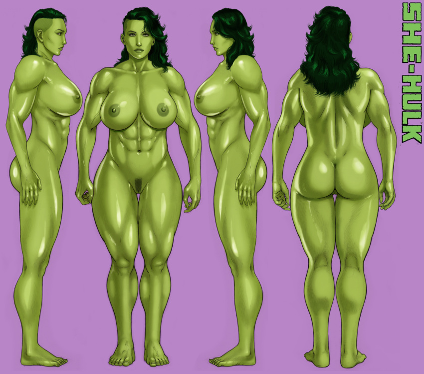 1girls abs ass avengers big_breasts breasts female female_only green_hair green_skin huge_breasts hulk_(series) large_breasts legs marvel marvel_comics muscles muscular muscular_female nipples nude pubic_hair pussy she-hulk solo sweat thick_thighs thighs wide_hips zakuman