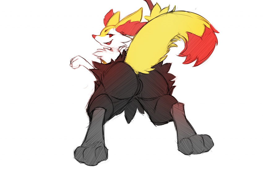 1girls 2018 3_toes anthro anus ass big_ass big_ears big_tail black_fur braixen canine digital_media_(artwork) feet female female_only fox from_behind fur furry inner_ear_fluff looking_at_viewer looking_back nintendo nude open_mouth orange_fur paws pokémon_(species) pokemon pokemon_(species) pokemon_xy presenting presenting_hindquarters presenting_pussy pussy raised_tail red_eyes red_fur simple_background sketch smile solo standing stick tail thick_thighs tongue video_games watsup white_background white_fur wide_hips yellow_fur