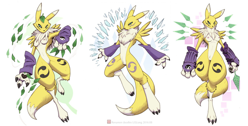 2016 breasts chest_tuft digimon female loupgarou renamon tuft