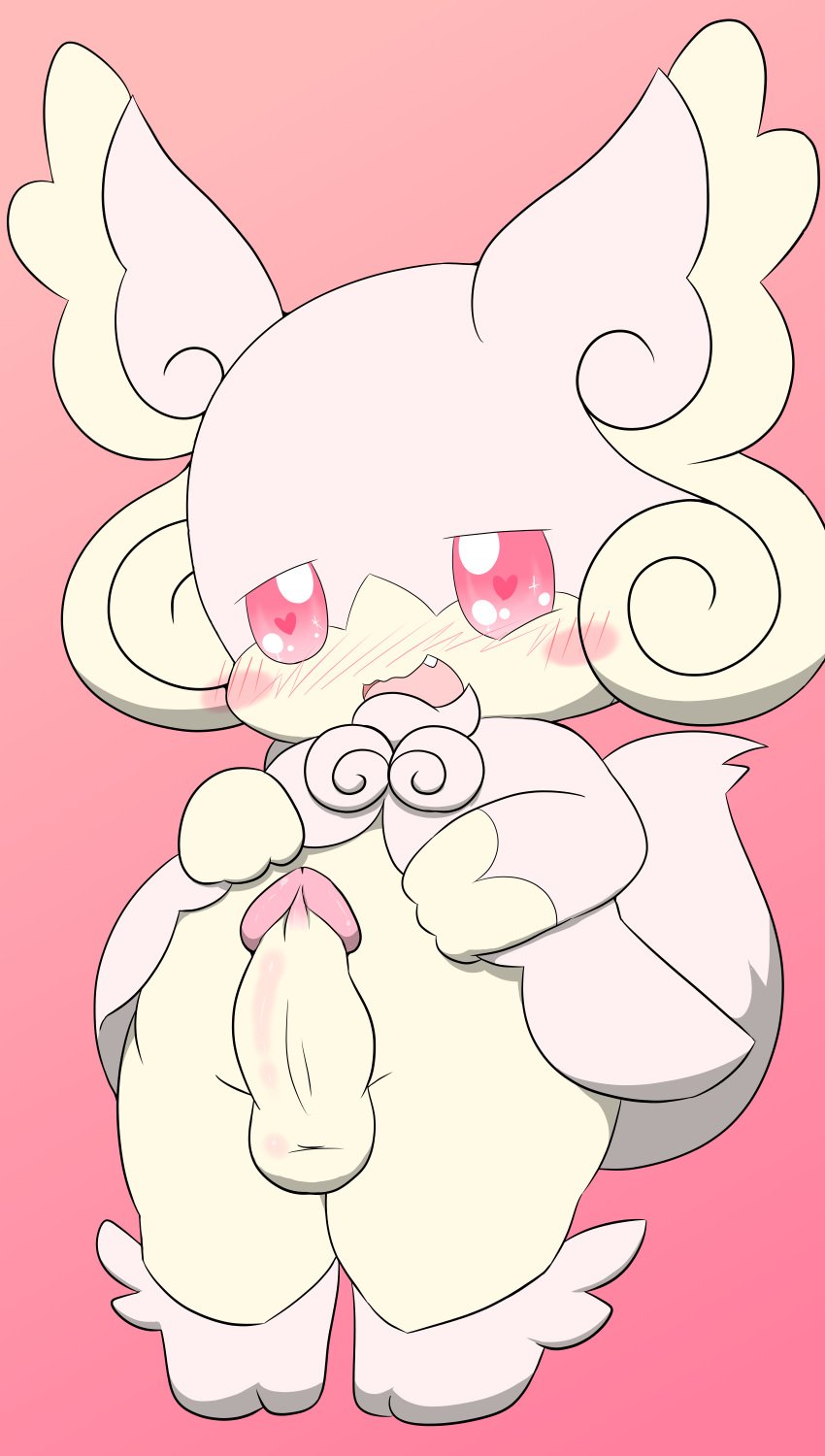 1futa 2018 3_fingers absurd_res ambiguous_gender anthro audino belly big_ears blush chubby erection fairy fangs feet femboy furry futanari girly half-closed_eyes heart heart-shaped_pupils heart_eyes hi_res looking_at_viewer male male_only mammal mega_audino mega_evolution navel nintendo nude open_mouth paws penis pink_background pink_eyes pink_fur pokémon_(species) pokemon pokemon_bw pokemon_oras simple_background smile solo standing tail tatwuyan teeth testicles video_games yellow_fur