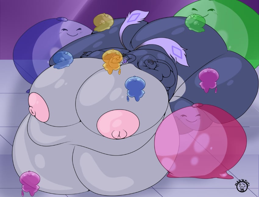 bbw big_ass big_breasts blob breasts bubble_butt cleavage female furry huge_ass huge_breasts hyper_ass hyper_breasts inflation mad_n_evil nipples overweight slime slime_inflation ssbbw tagme thick_thighs weight_gain wide_hips