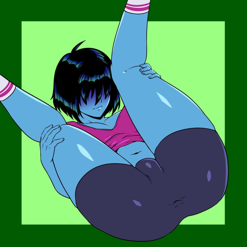 big_ass blue_body blue_skin deltarune femboy kris_(deltarune) long_hair