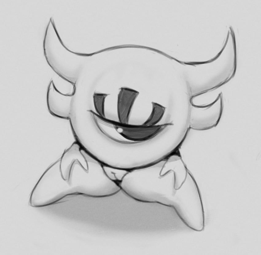 1_eye astigmatism black_eyes eye_creature featureless_feet feet female front_view genitals grey_background hi_res pussy simple_background solo thick_thighs undertale_(series) waddling_head what wide_hips wifeburger