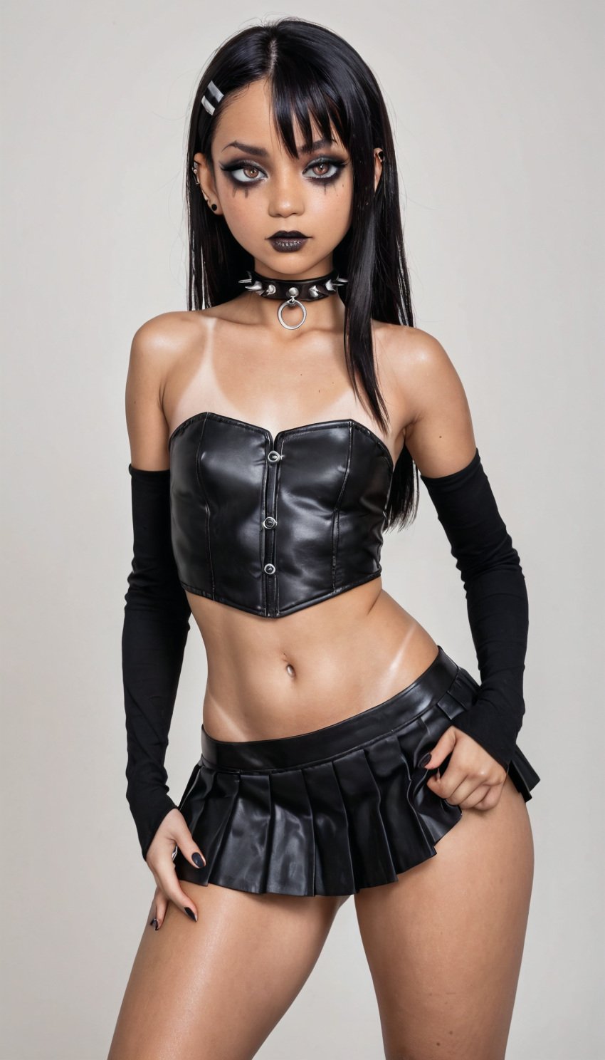 1girls absurd_res ai_generated black_hair black_legwear bondage clothed clothing female flat_chest flat_chested from_above goth goth_girl gothified hayase_nagatoro hires leash leash_and_collar lipstick looking_at_viewer makeup nagatoro_hayase photorealistic realistic smile smiley_face tagme tan_body tan_skin tanned tanned_skin thick_thighs