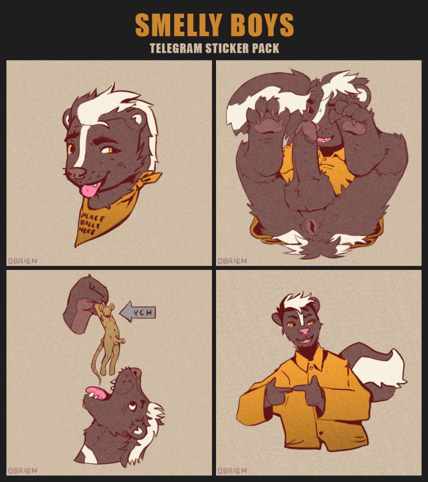 anthro anus balls clothed clothing dangling extreme_size_difference feet foot_focus foreskin genitals hanging_by_arms hi_res hindpaw holding_another holding_micro imminent_vore kerchief kerchief_only looking_at_viewer male male/male mammal mephitid micro mostly_nude mouth_shot multiple_images murid murine neckerchief neckerchief_only neckwear nude obrien_(artist) open_mouth partially_clothed pawpads paws penis rat rodent size_difference skunk soles solo sticker sticker_pack tail tongue tongue_out uncircumcised vore