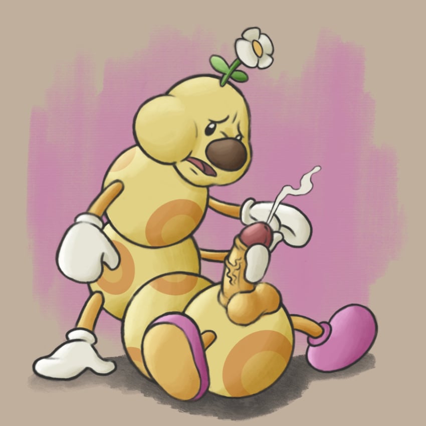 1boy anthro balls bug caterpillar cum cumshot ejaculation erection flower full_body genitals gloves greengiant7186 hand_on_penis humanoid_genitalia humanoid_penis insects jacking_off looking_at_penis male male_only mario_(series) masturbation multiple_legs nintendo open_mouth penis purple_shoes sitting spots super_mario_bros. testicles white_gloves wiggler