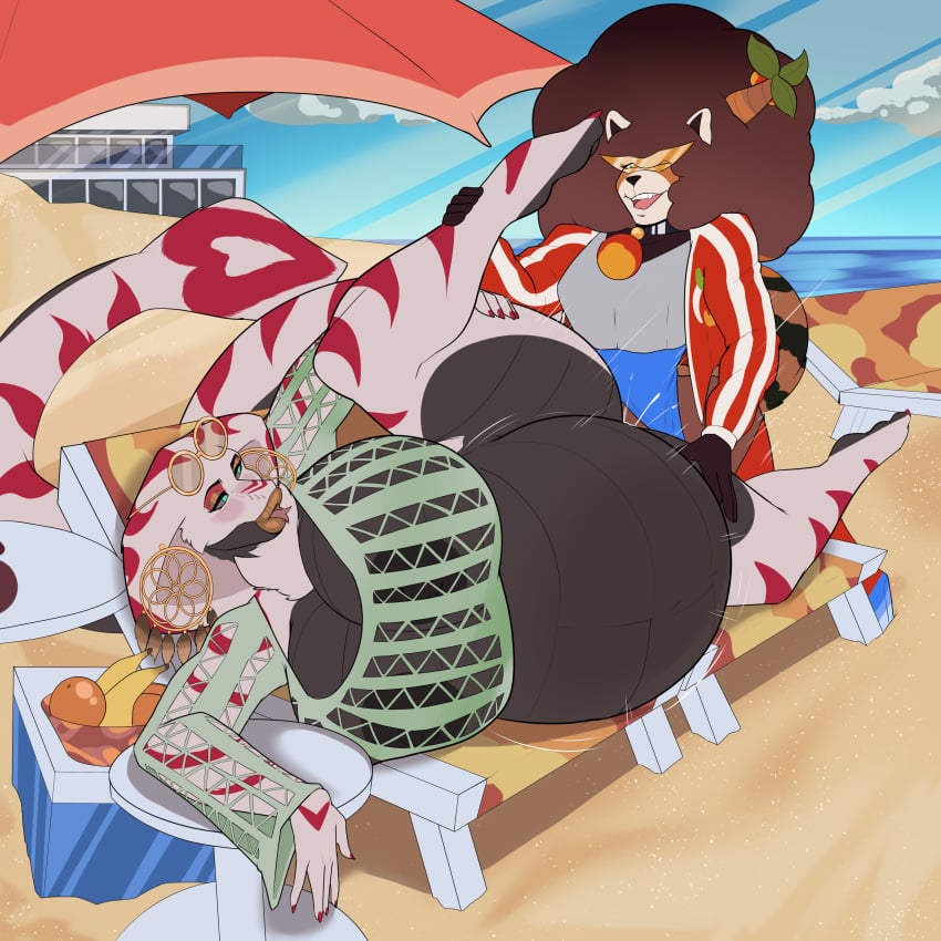 absurd_res afro ailurid anthro beach belly big_belly big_breasts breasts clothing clothing_aside cobra duo eyewear female female_penetrated fluffy food fruit fur furred_scalie furred_snake gynomorph gynomorph/female gynomorph_penetrating gynomorph_penetrating_female hi_res huge_belly ineffective_clothing intersex intersex/female intersex_penetrating intersex_penetrating_female mammal penetration pillowymounds plant pregnant pregnant_anthro pregnant_female raised_leg red_panda reptile scalie sex snake sunglasses tail white_body white_fur