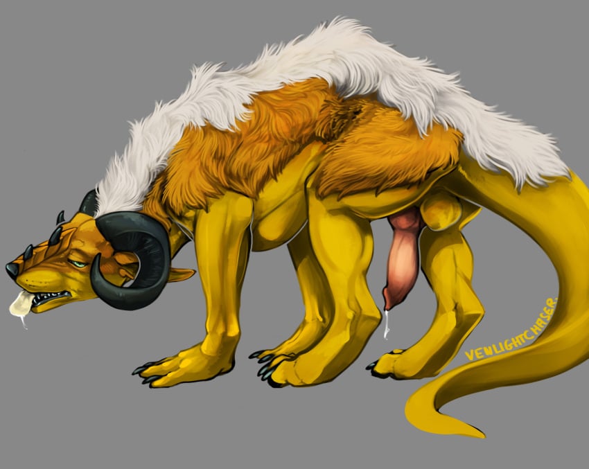 animal_genitalia balls black_horn chimera dragon erection feral fur furred_dragon furred_scalie genitals green_eyes horn hybrid knot male mane mythological_creature mythological_scalie mythology orange_body orange_fur penis pink_knot pink_penis scales scalie sheath solo venlightchaser white_body white_fur white_mane yellow_body yellow_scales